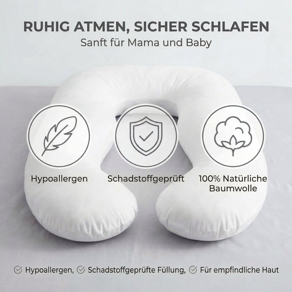 Schwangerschaftskissen & Seitenschläferkissen U-Form Stillkissen #Farbe_Weiß