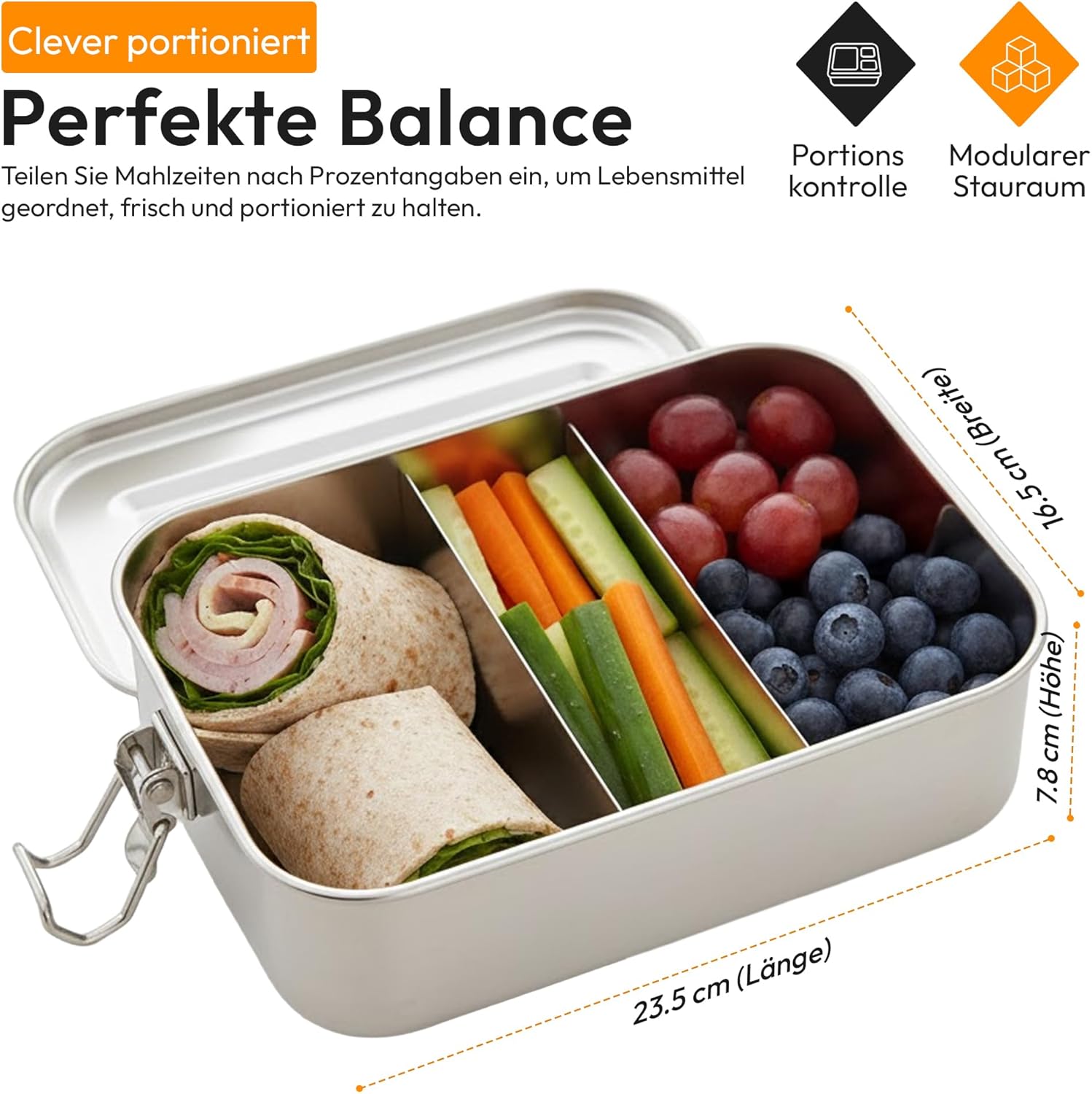 Edelstahl Lunchbox mit Baumwollbeutel – Auslaufsichere Bento-Box