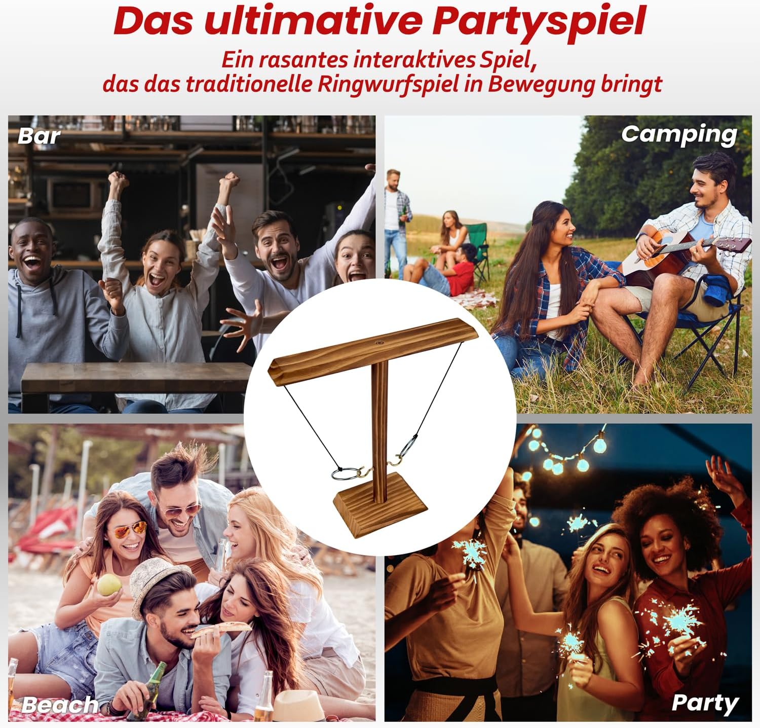 Ringwurf-Spiel Deluxe 2.0 aus Holz – Spannendes Party-Haken-Spiel #Variante_2 Spieler