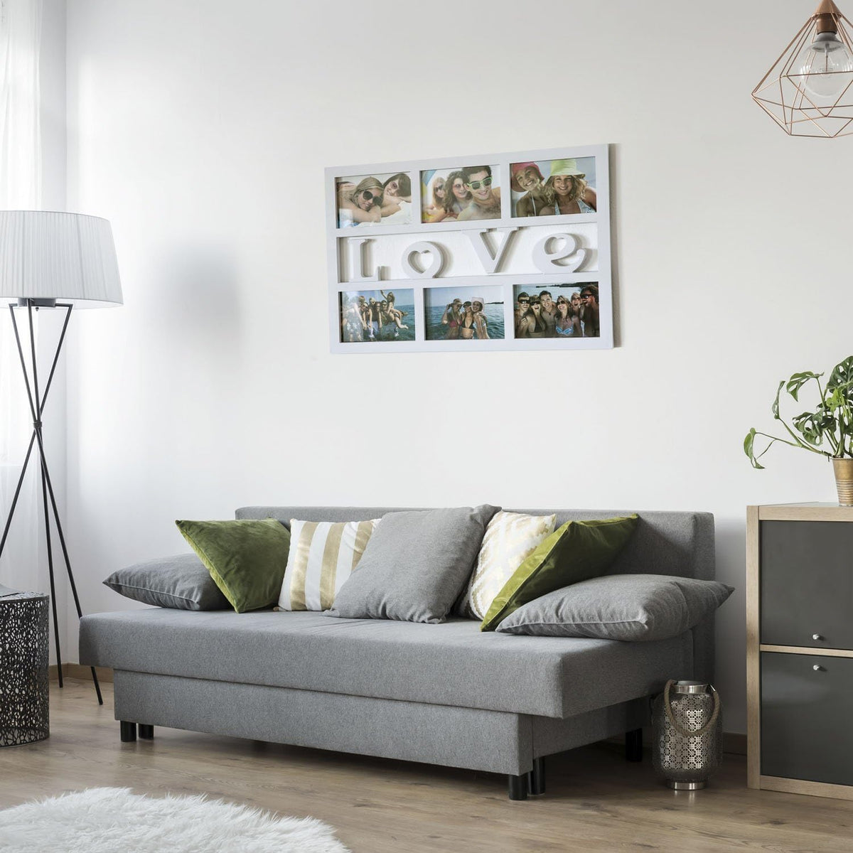 LOVE Bilderrahmen für 6 Fotos - Moderner Galerierahmen Weiß