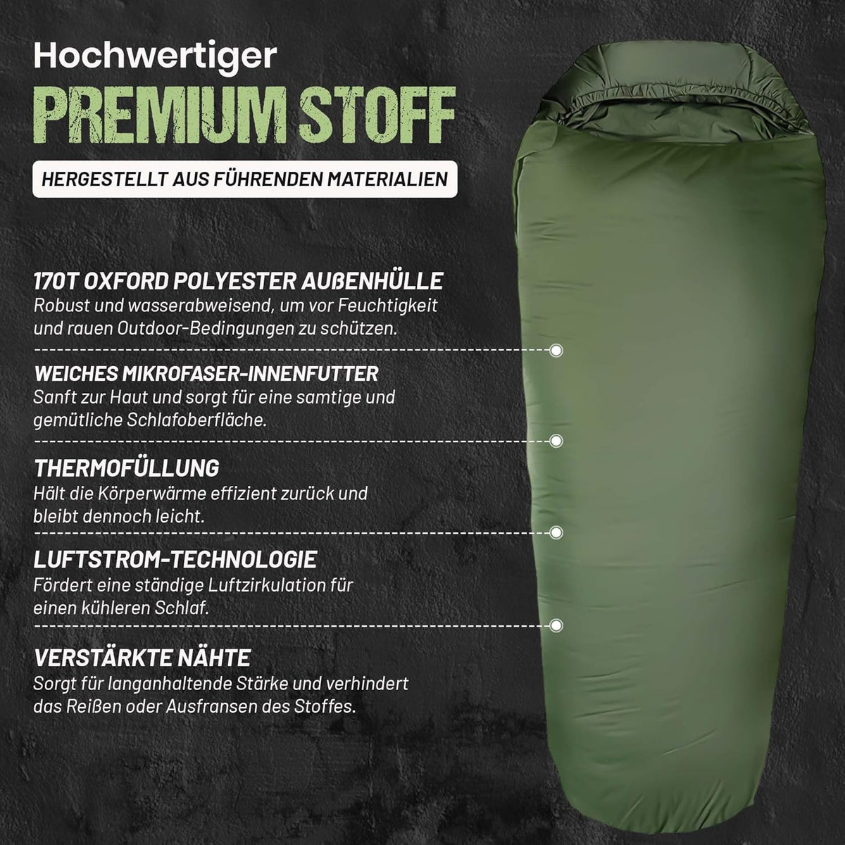 Mumienschlafsack bis -13°C - Kompakter Outdoor-Schlafsack für Camping