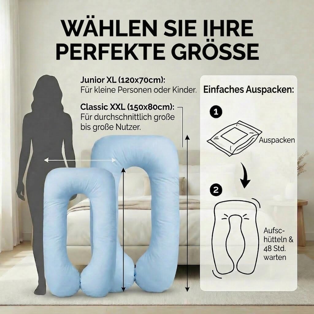 Schwangerschaftskissen & Seitenschläferkissen U-Form Stillkissen #Farbe_Hellblau