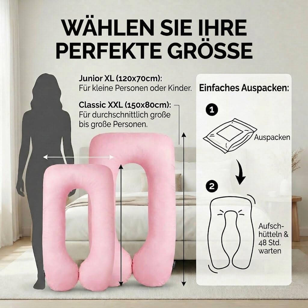 Schwangerschaftskissen & Seitenschläferkissen U-Form Stillkissen #Farbe_Pink