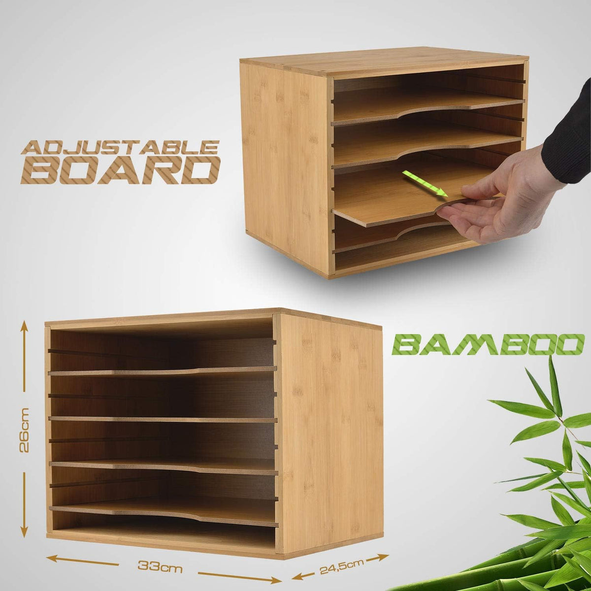Dokumentenablage Bambus - Schreibtisch-Organizer 5 Fächer