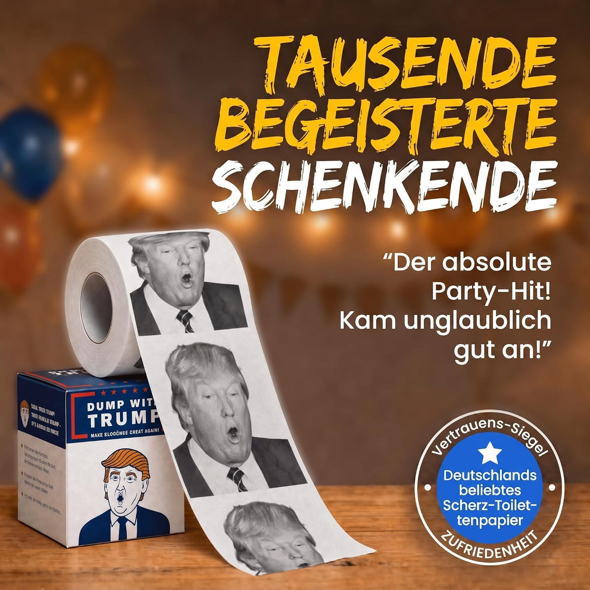 Trump Toilettenpapier - Witziges Klopapier als Party-Geschenk
