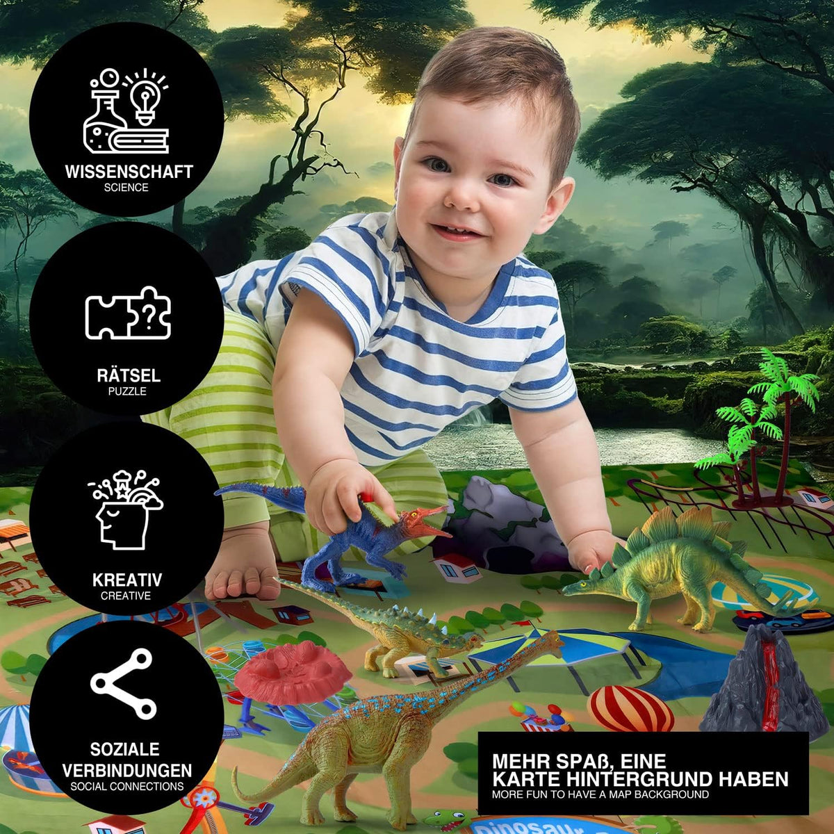 Dino Spiel-Set mit Spielmatte & Box - Robustes Kinder-Geschenk #Variante_Spielzeugbox