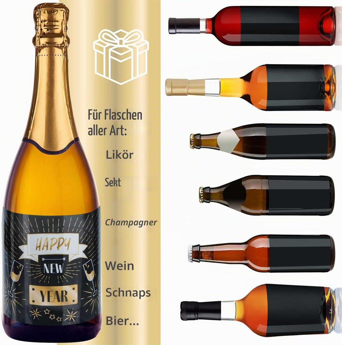 3x Flaschenetikett Verdient Bestanden – Geschenk für Prüfungen #Thema_Sylvester