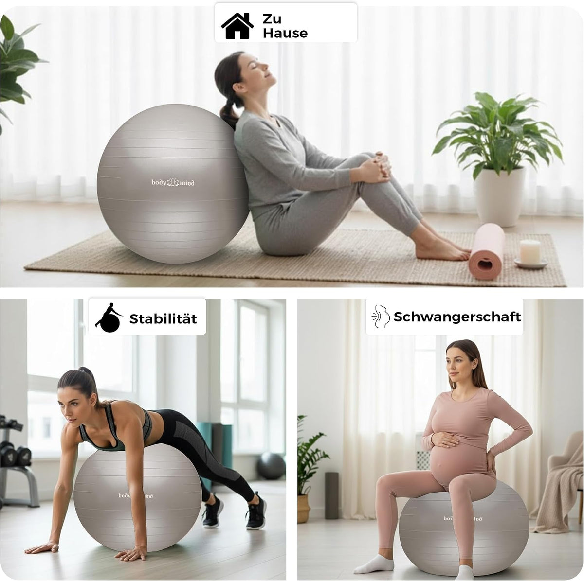 Body & Mind Gymnastikball mit Pumpe - Anti-Burst Pilates & Sitzball