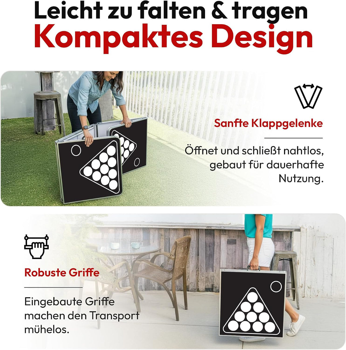 Klappbarer Beer Pong Tisch - Höhenverstellbar & Wasserabweisend
