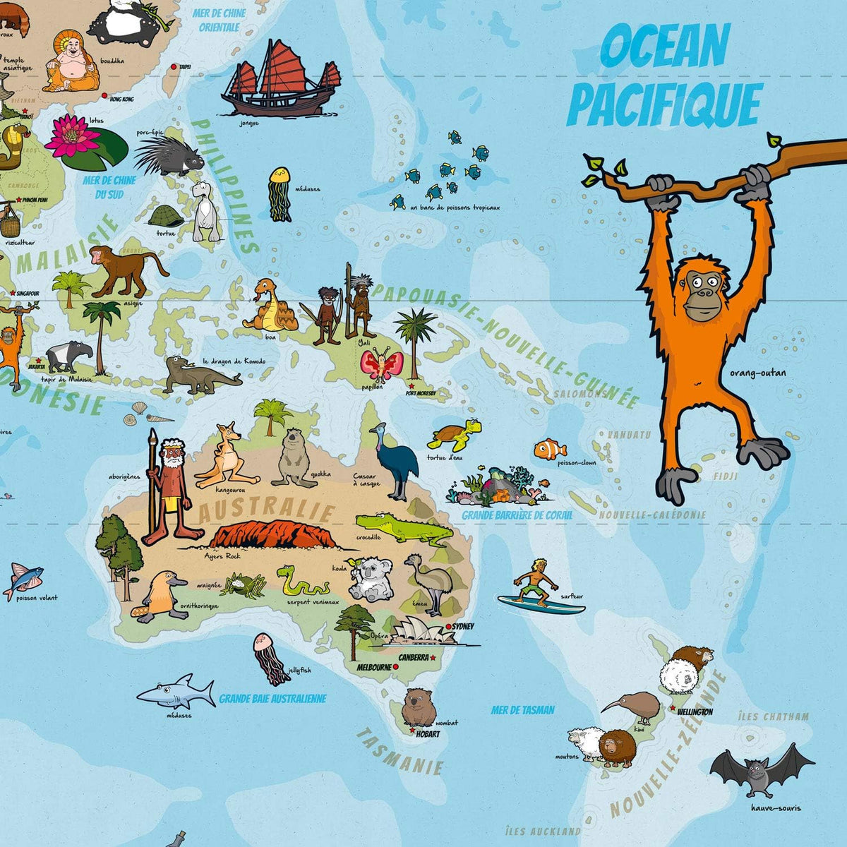 Kinder Weltkarte XXL - 140x100cm Lernposter für Kinder
