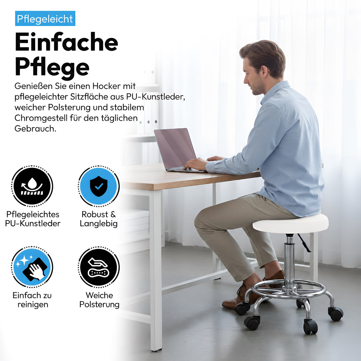 Rollhocker #Farbe_Weiß