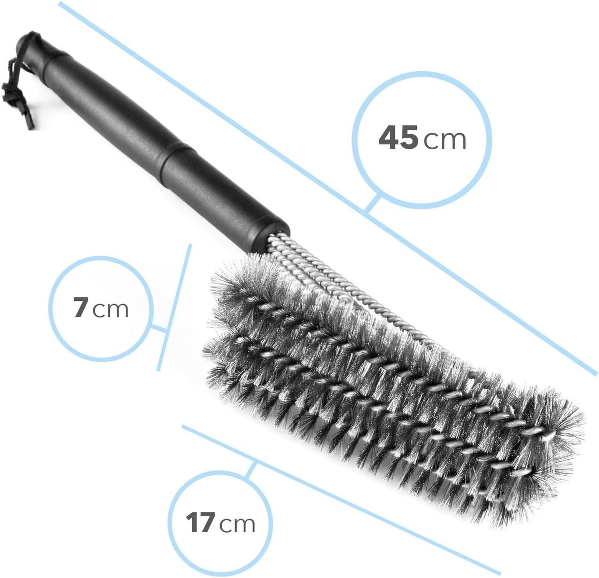 3in1 Edelstahl Grillbürste – 45 cm Reiniger mit Schaber