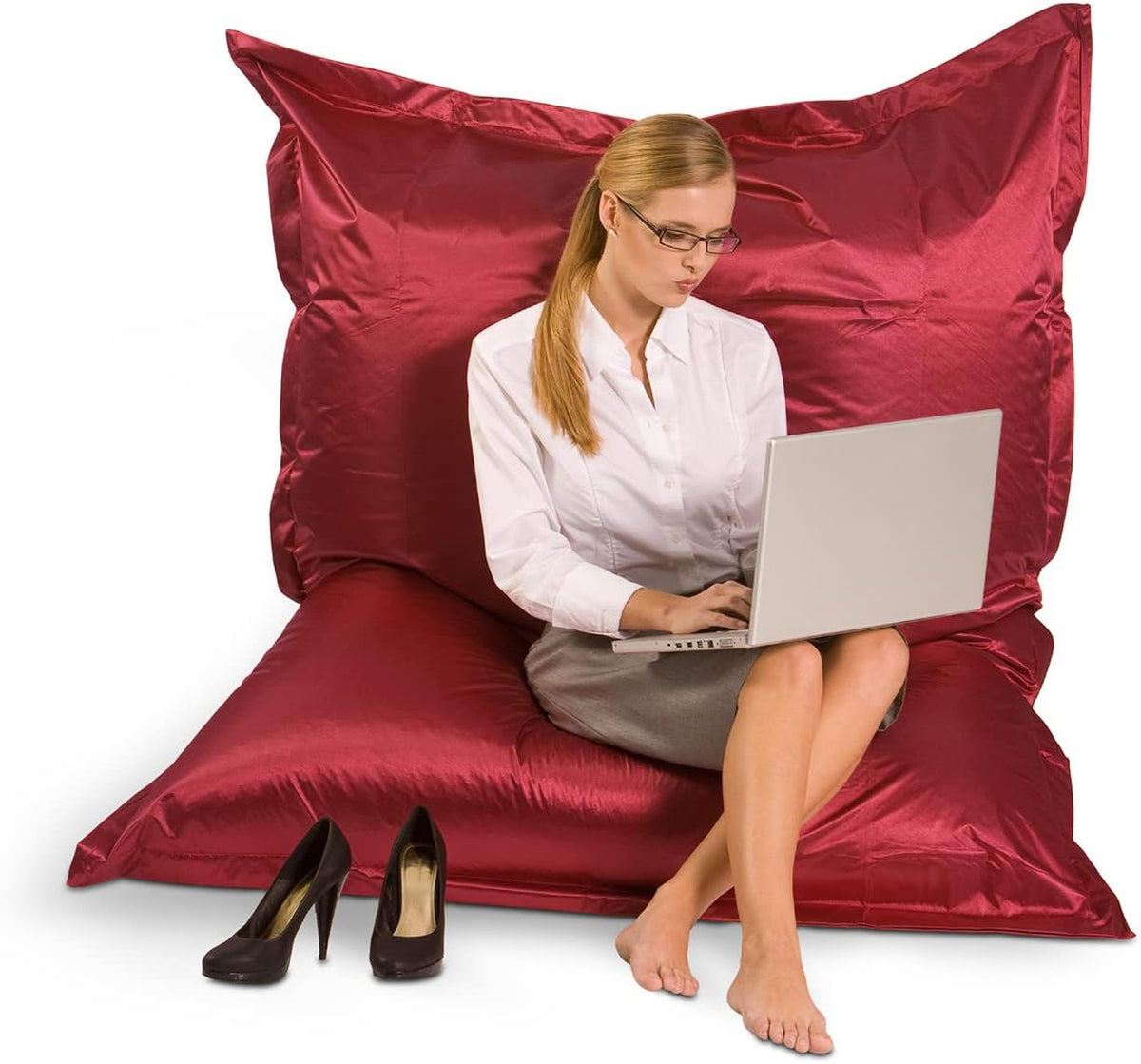 SMOOTHY Sitzsack XXL 400L - Metallic Rubin - Bequemes Lounge-Kissen