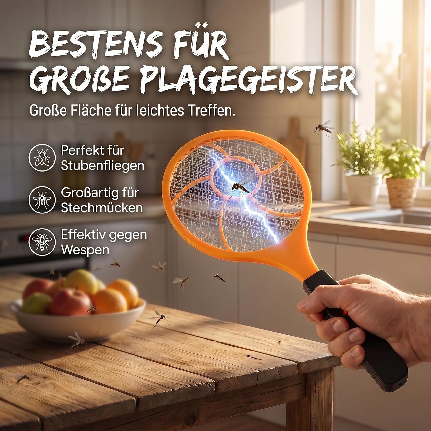 Elektrische Fliegenklatsche 3er Set - Insektenvernichter für Zuhause