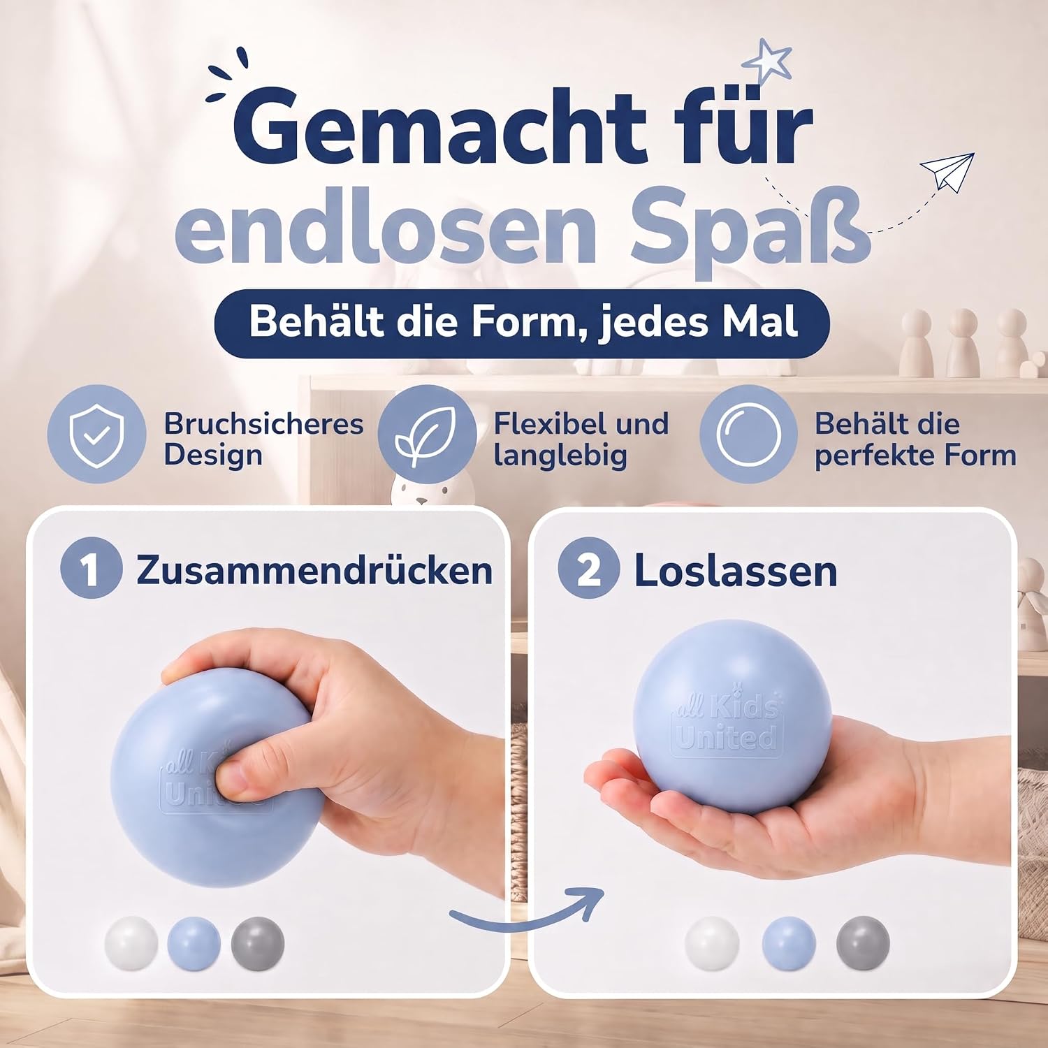 Bällebad Bälle 100er Set - Robuste 6 cm Spielbälle für Kinder