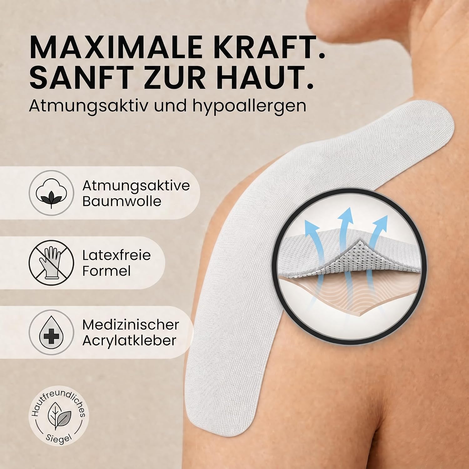 Kinesiologie-Tape 2,5cm - Elastisches Sporttape für Physiotherapie