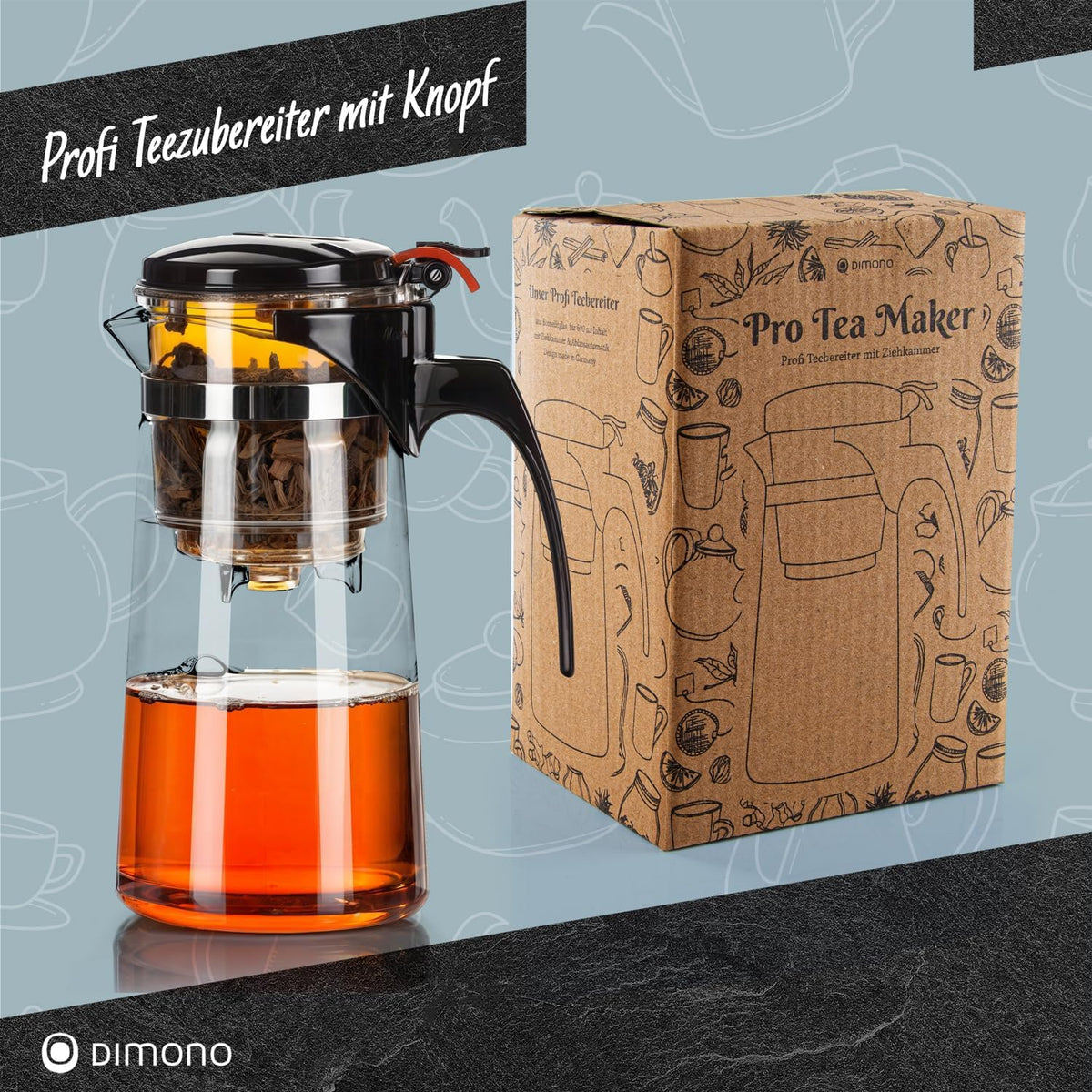 Dimono Teamaker Teebereiter - Teezubereiter aus Glas 450 ml