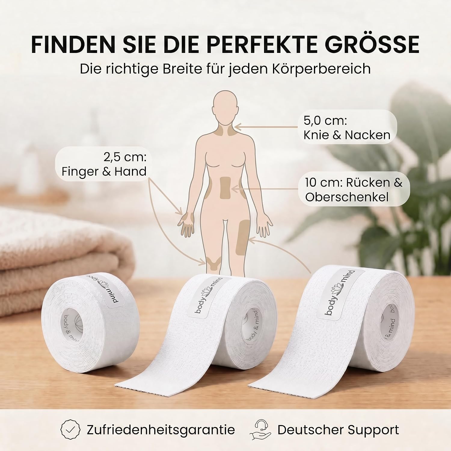 Kinesiologie-Tape 2,5cm - Elastisches Sporttape für Physiotherapie