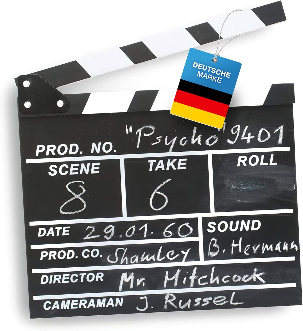 Filmklappe aus Holz - Regieklappe für Filmfans - 30x27 cm