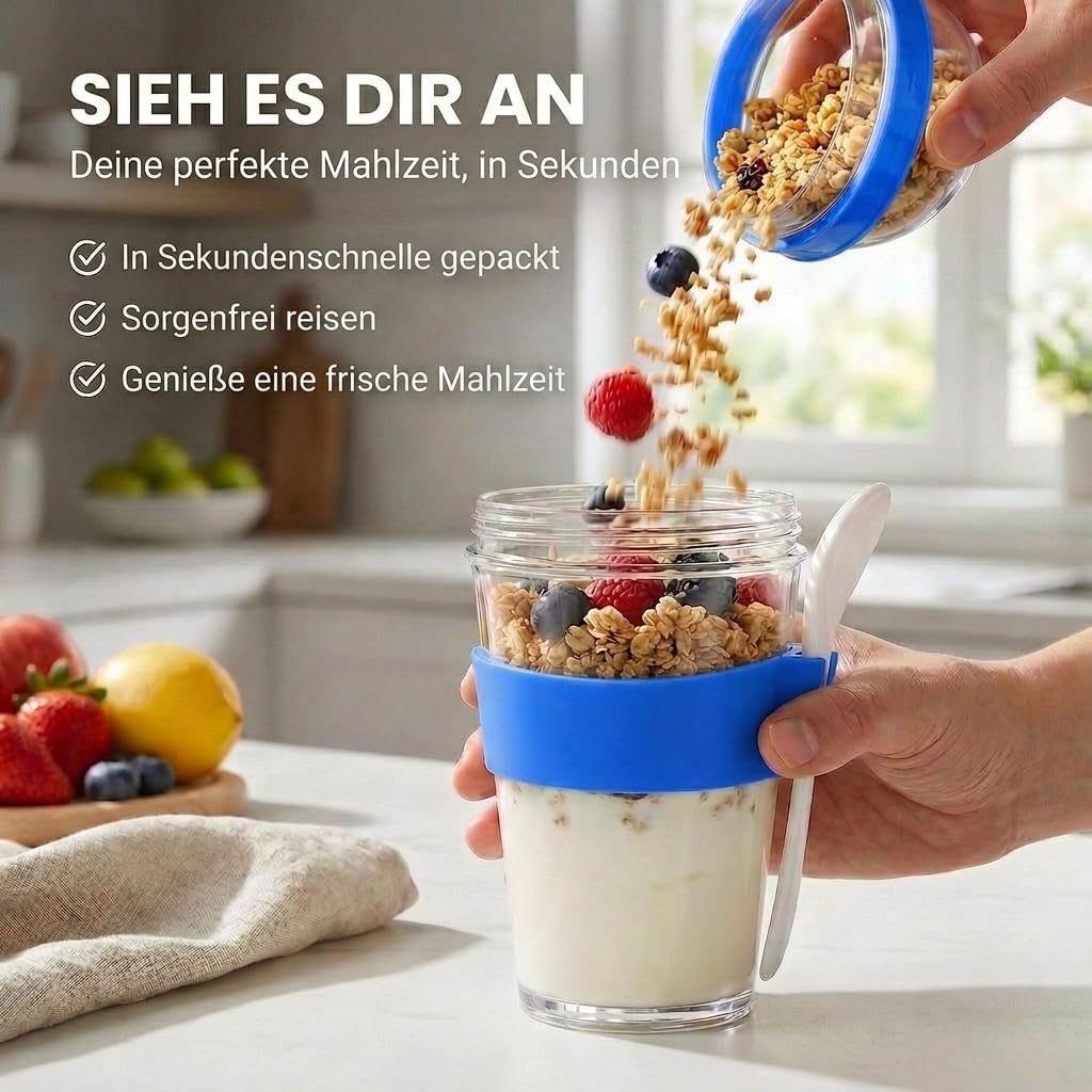 Joghurt- & Müsli-Becher für Unterwegs - 2-in-1 Müsli 2 go Becher Blau