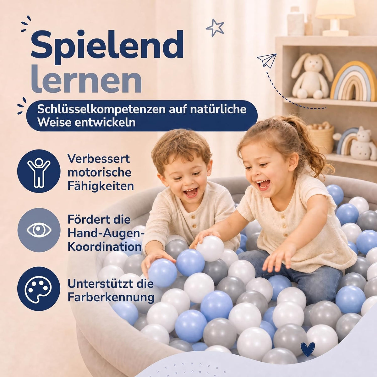 Bällebad Bälle 100er Set - Robuste 6 cm Spielbälle für Kinder
