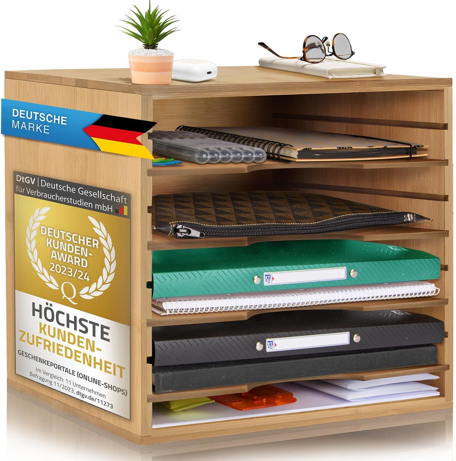 Dokumentenablage Bambus - Schreibtisch-Organizer 5 Fächer