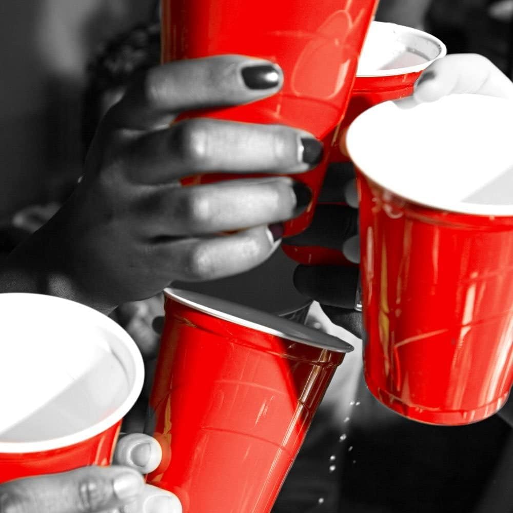 100 Wiederverwendbare Beer Pong Becher Rot - 473 ml & 3 Bälle