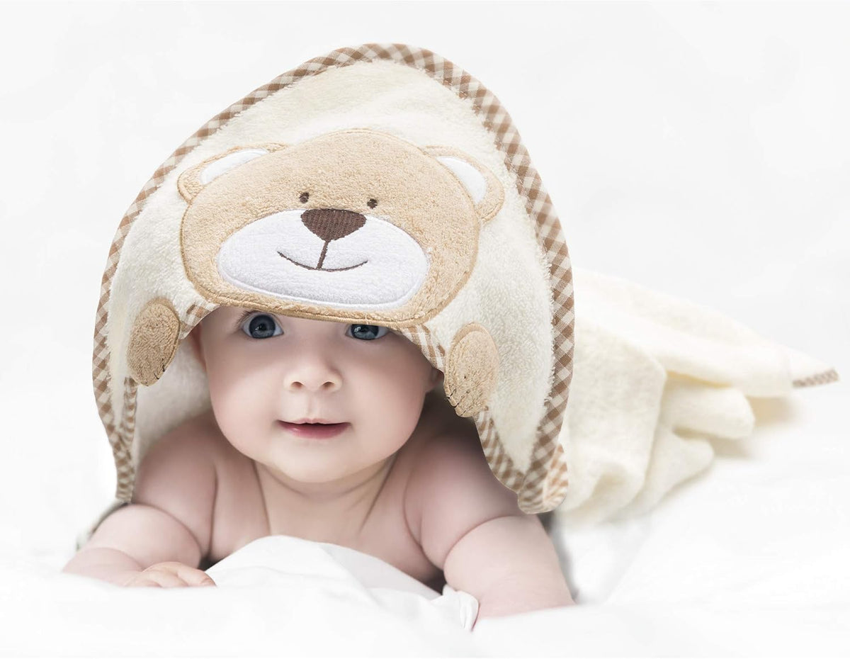 Baby-Kapuzenhandtuch mit Bären-Design - Weich & Saugstark