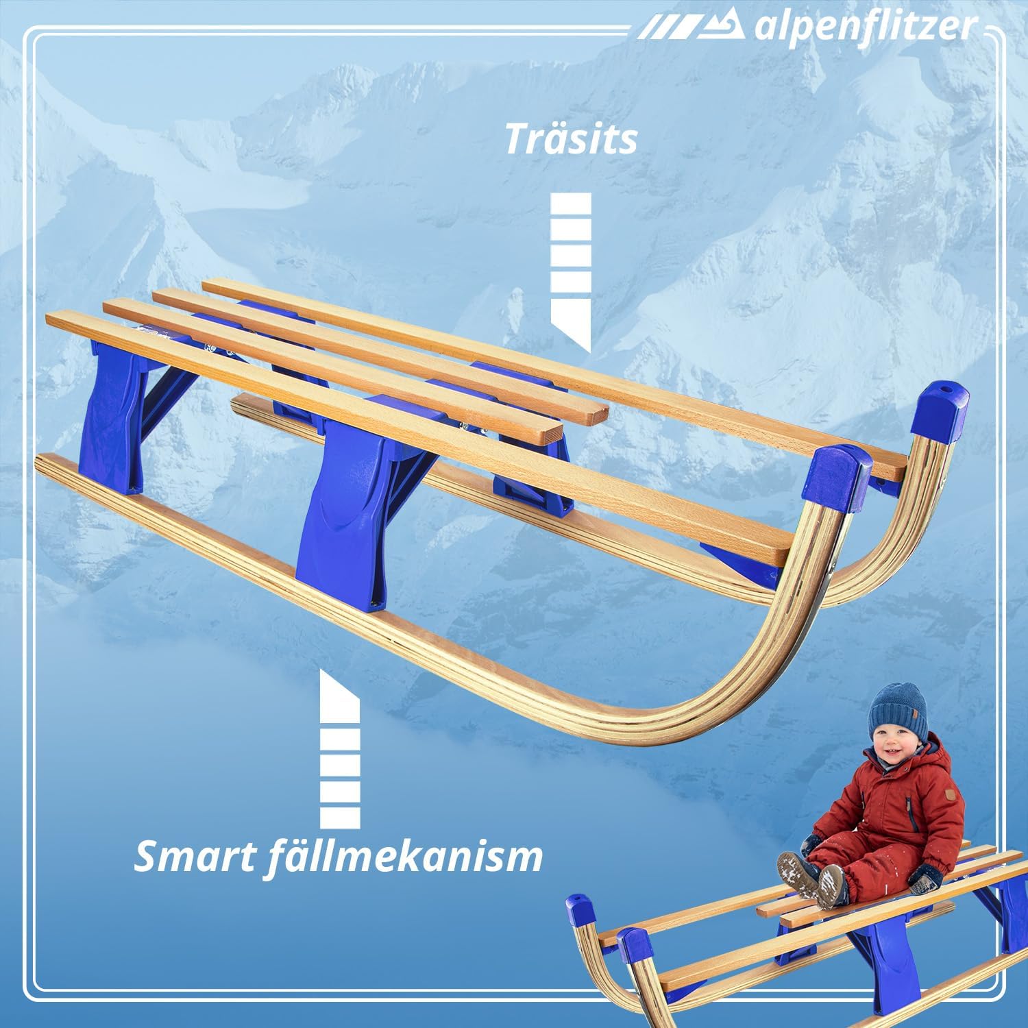 1-B Ware Alpenflitzer Klappschlitten