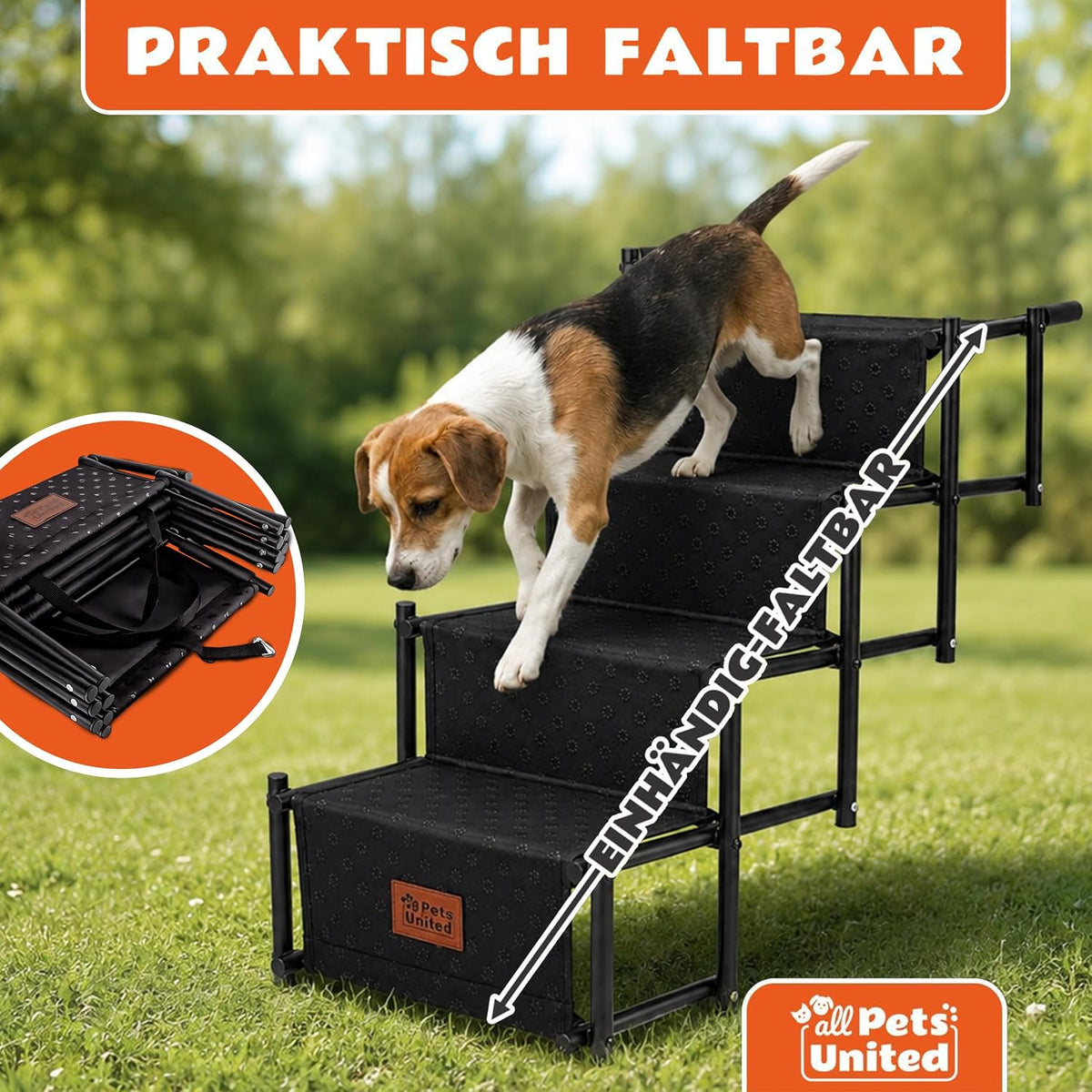 Faltbare Teleskop-Hundetreppe bis 70kg – Stabile Einstiegshilfe
