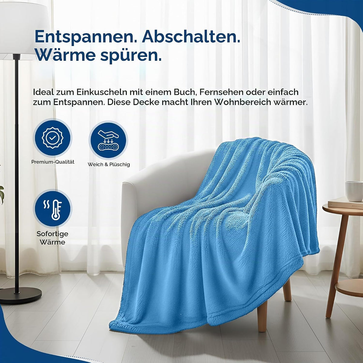 Feluna XXL Kuscheldecke 220x200 cm – Kuschelweiche Wohndecke Grau