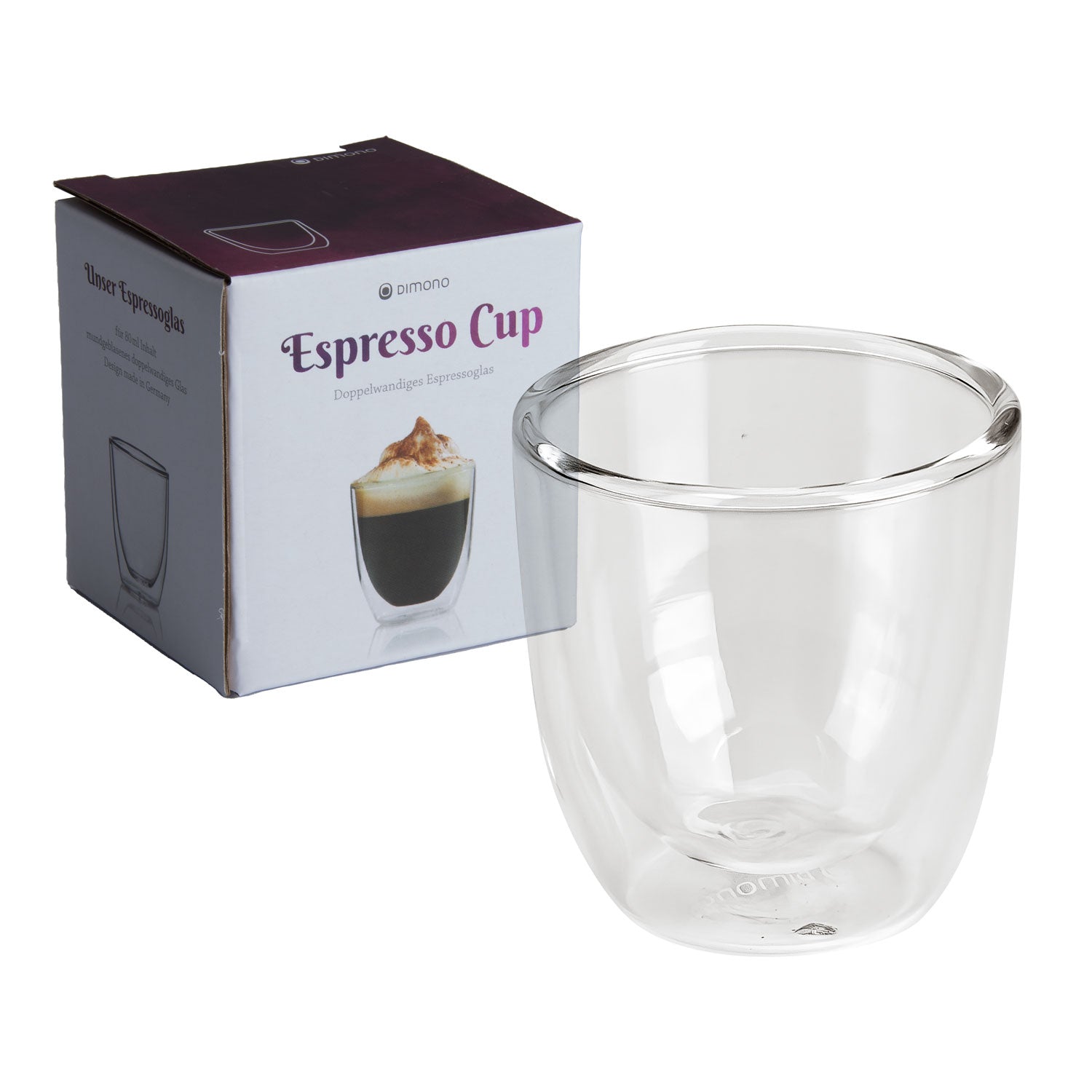 Dimono 6er Set Doppelwandige Espressogläser 80ml – Thermo-Design