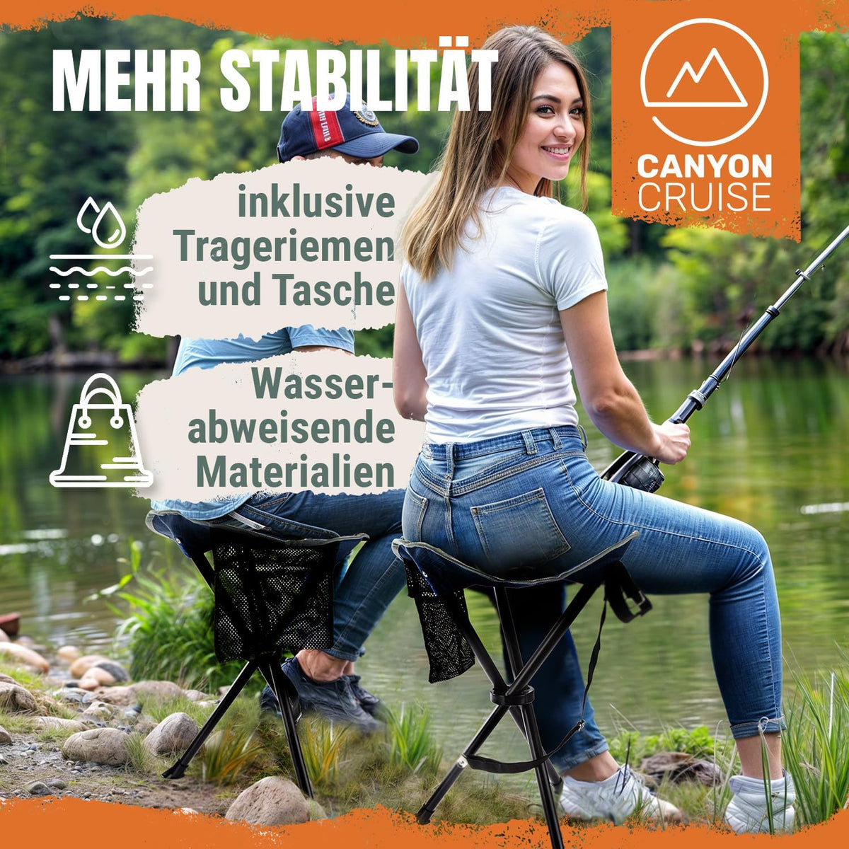 Camping-Hocker – Klappbarer Dreibeinhocker für Festivals & Outdoor