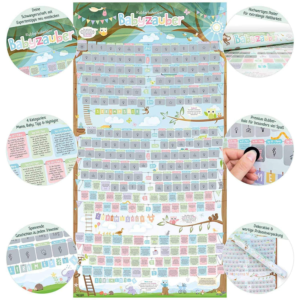 Babykalender Schwangerschaft - Rubbel-Poster für werdende Mamas