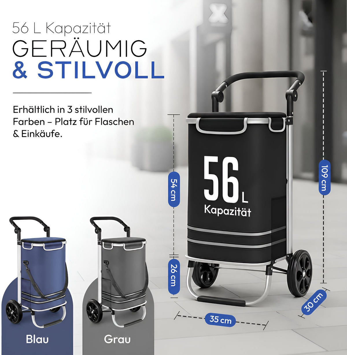 Dimono Einkaufstrolley – Schwarz #Farbe_Schwarz