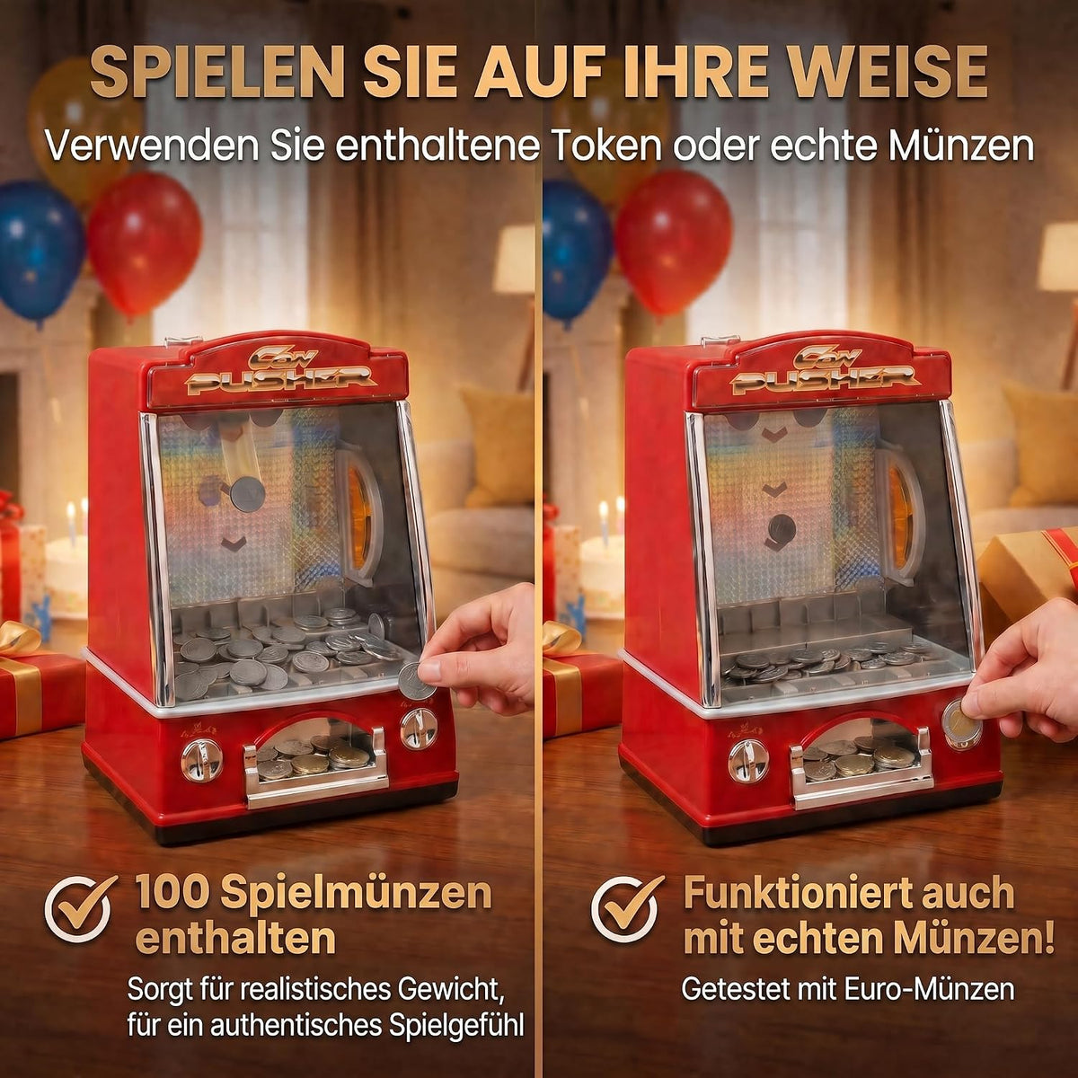 Mini Münzschieber - Elektrischer Coin Pusher Spielautomat