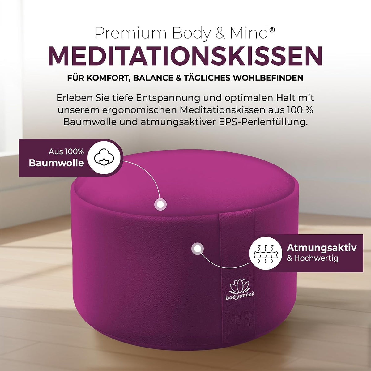 Yoga Meditationskissen - Ergonomisches Bodenkissen zur Entspannung