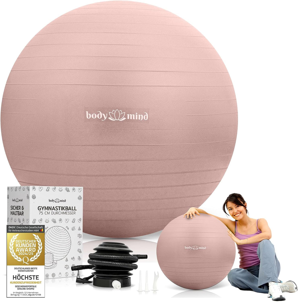 Body & Mind Gymnastikball mit Pumpe - Anti-Burst Pilates & Sitzball
