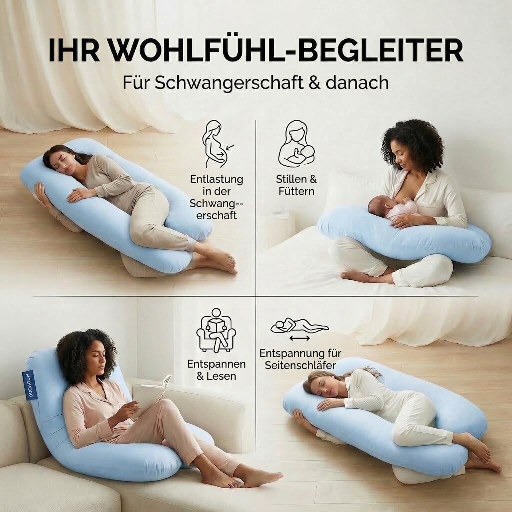 Schwangerschaftskissen & Seitenschläferkissen U-Form Stillkissen #Farbe_Hellblau