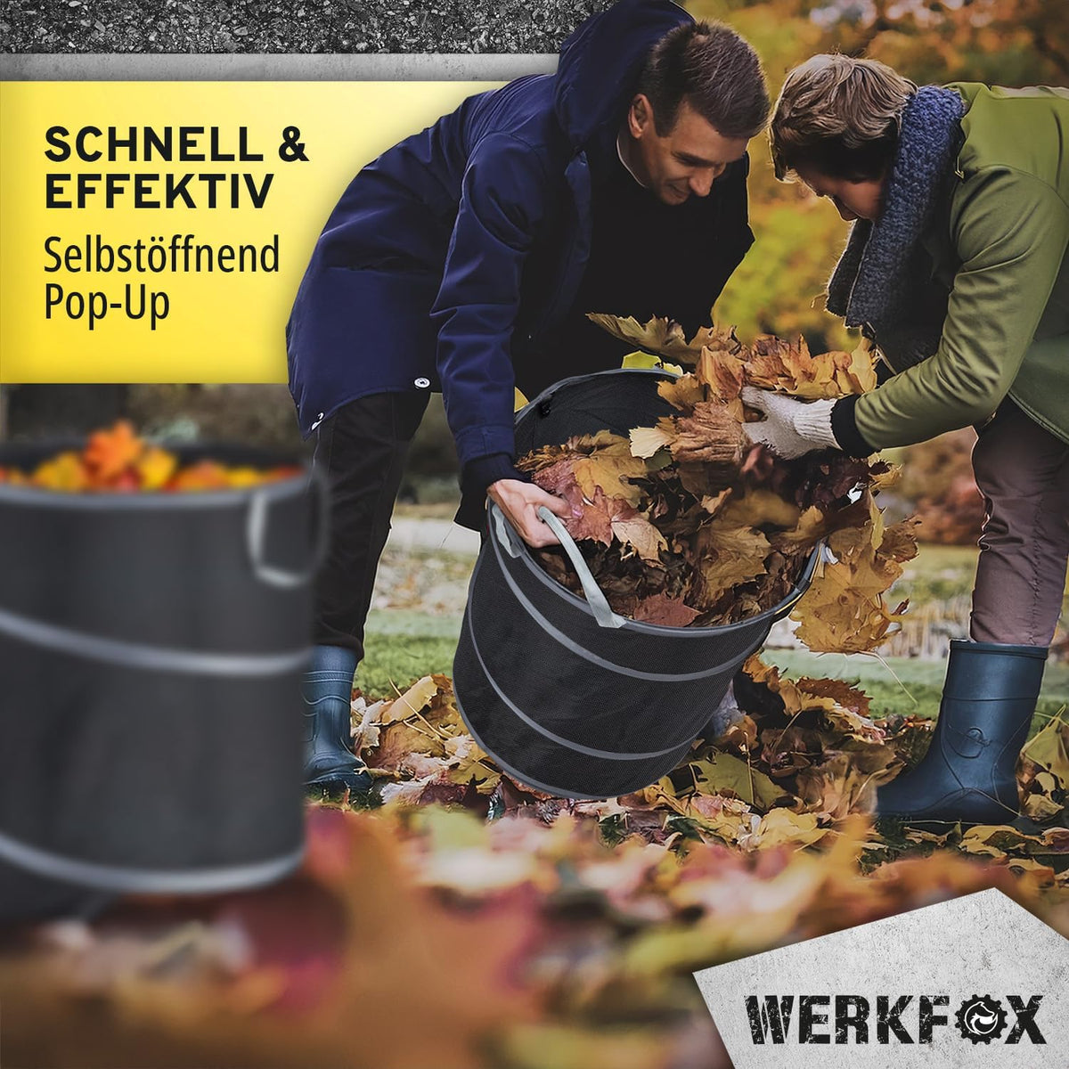 Pop-Up Garten-Abfallsack - Selbststehender Laubsack, 215 Liter