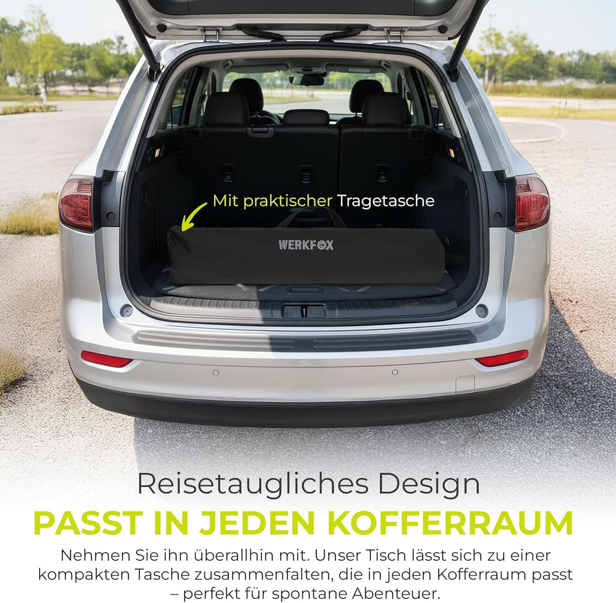 Faltbarer Campingtisch aus Aluminium mit Rollplatte & Tasche
