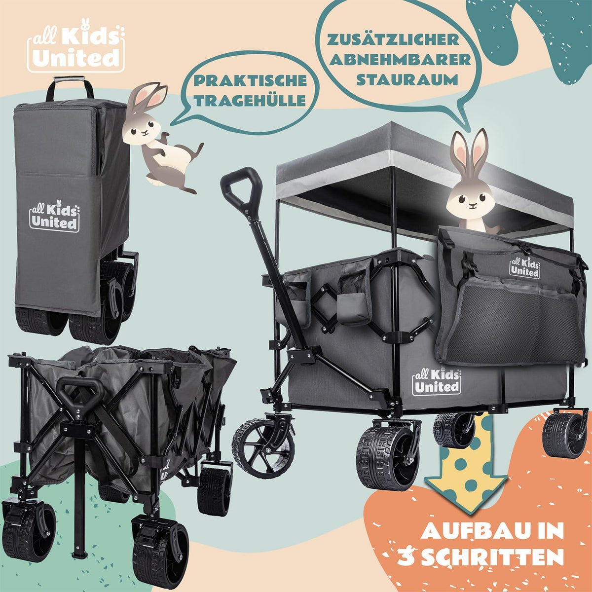 Faltbarer Bollerwagen - Strand-Buggy mit XXL Rädern & Bremse