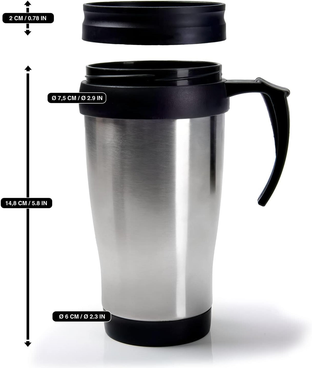 Thermobecher Edelstahl 400ml - Isolierbecher für Unterwegs