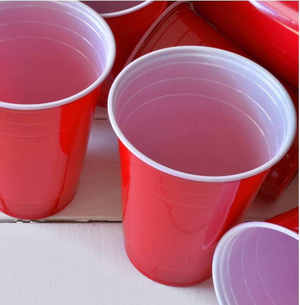 100 Wiederverwendbare Beer Pong Becher Rot - 473 ml & 3 Bälle