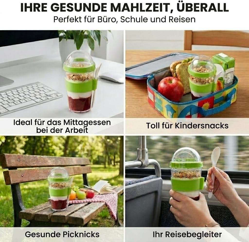 Joghurt- & Müsli-Becher für Unterwegs - 2-in-1 Müsli 2 go Becher Blau