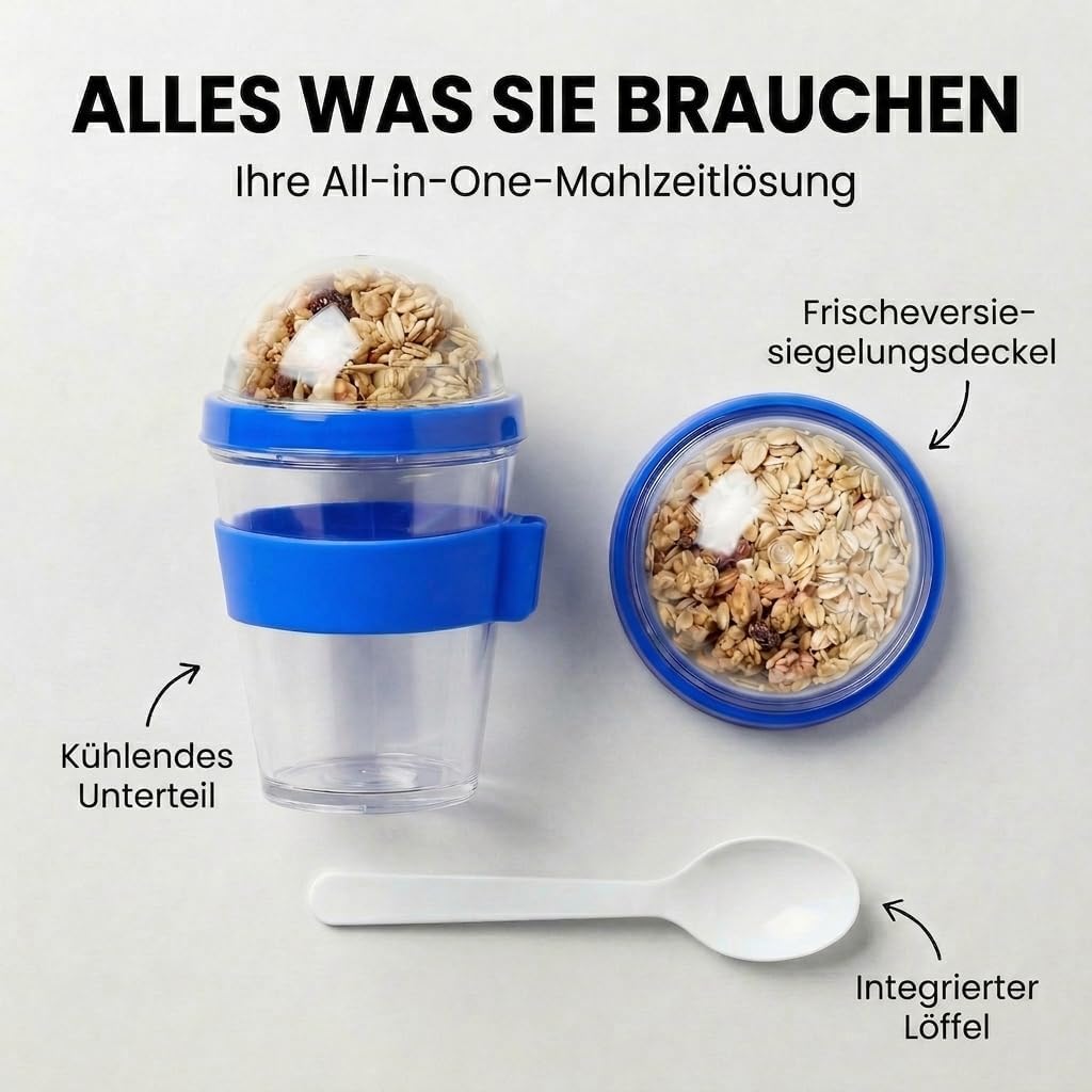 Joghurt- & Müsli-Becher für Unterwegs - 2-in-1 Müsli 2 go Becher Blau