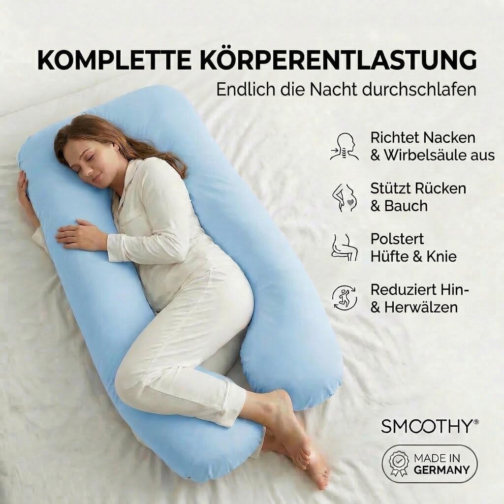 Schwangerschaftskissen & Seitenschläferkissen U-Form Stillkissen #Farbe_Hellblau