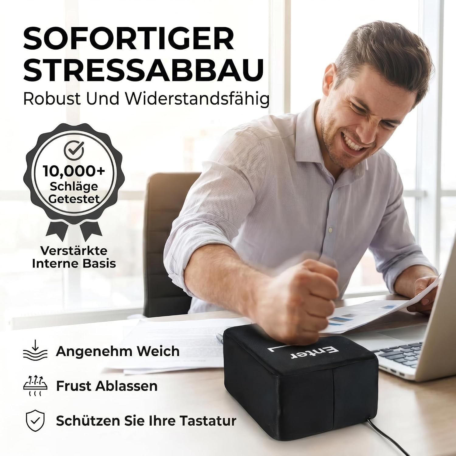 XXL Big Enter Taste USB - Anti-Stress Kissen für Büro & Gaming