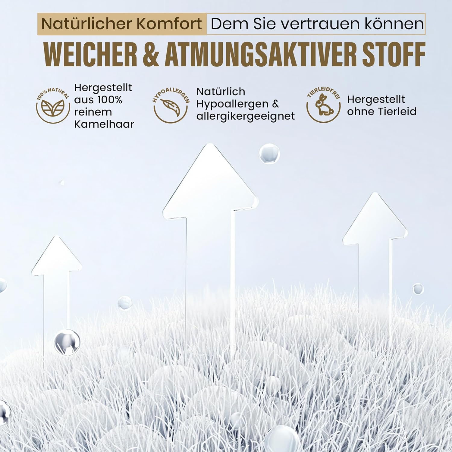 Kamelhaar-Bettdecke 4-Jahreszeiten 135x200cm - Atmungsaktiv