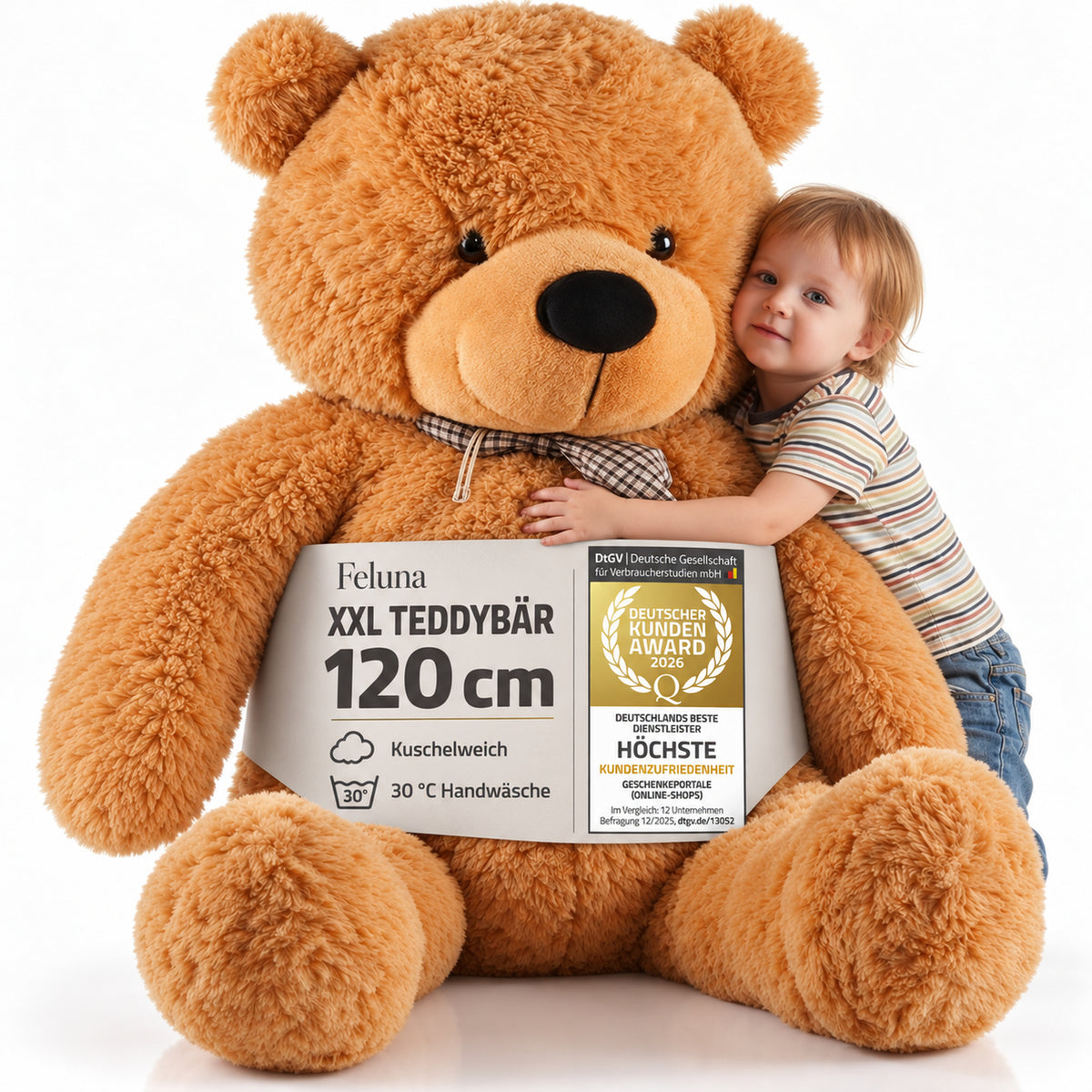 Riesen Teddybär 120 cm XXL – Kuscheliger Plüschbär Hellbraun #Farbe_Hellbraun